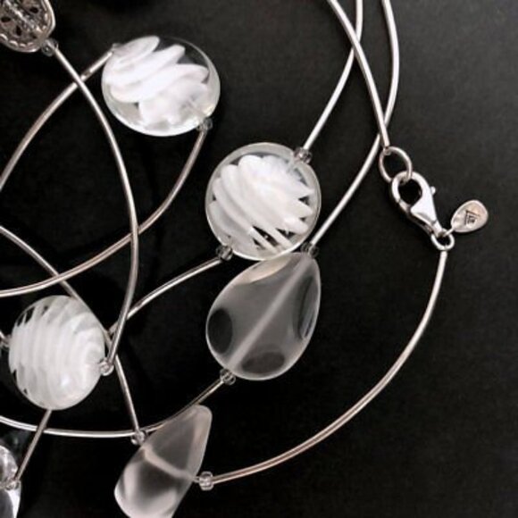N3451 Silpada White Clear Glass / Crystal Quartz 50" inches long necklace - Picture 1 of 2